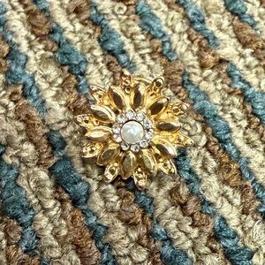 Free People Gold and Cream Sunburst Brooch